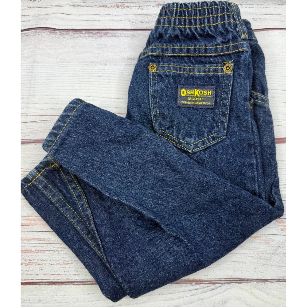 Vintage OshKosh B'gosh Kids Jeans 3T Dark Wash Denim Made in USA